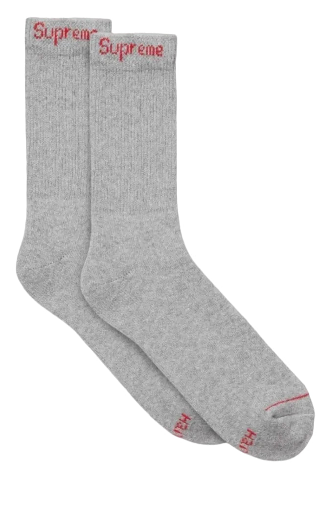 Supreme Hanes Crew Socks (1 Pair) (Gray)