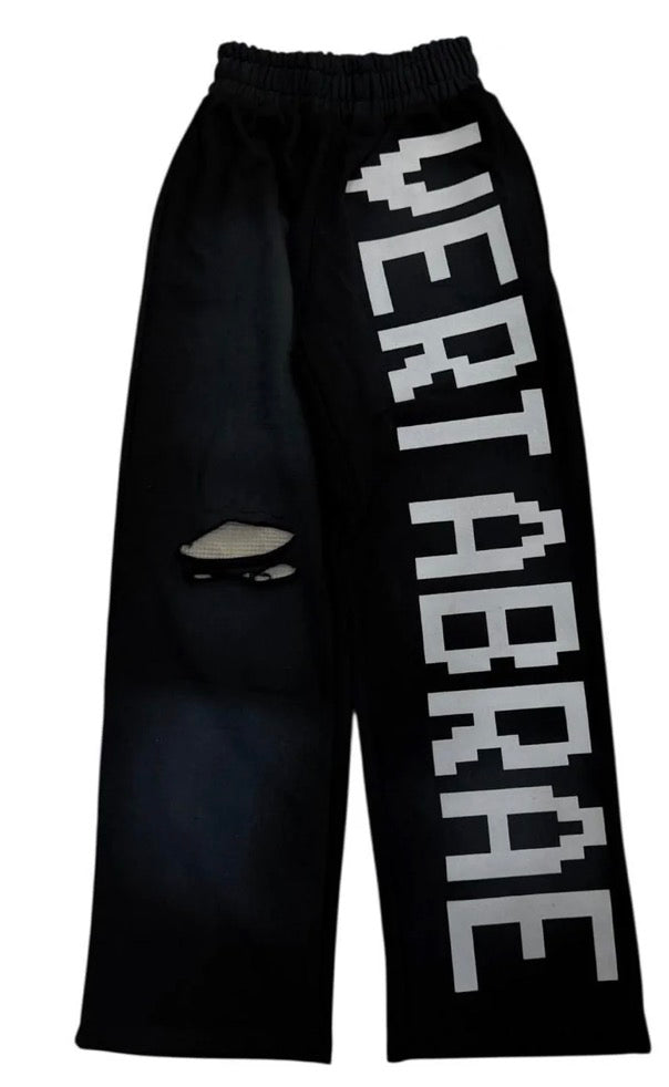 Vertebrae C2 Distressed Black Sweatpants