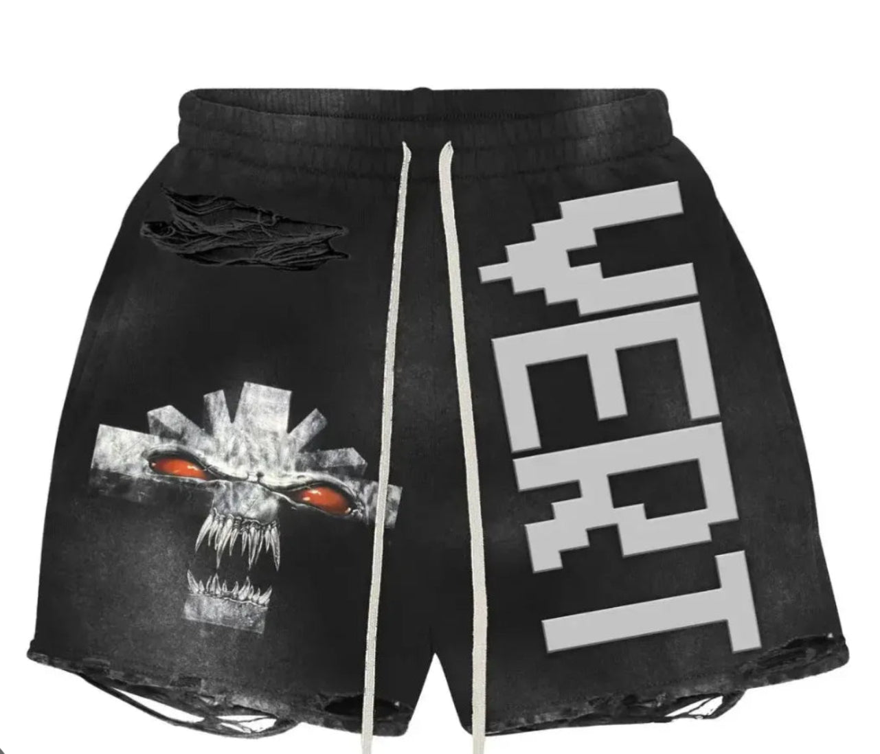 Vertebrae Vonster Cross Distressed Shorts