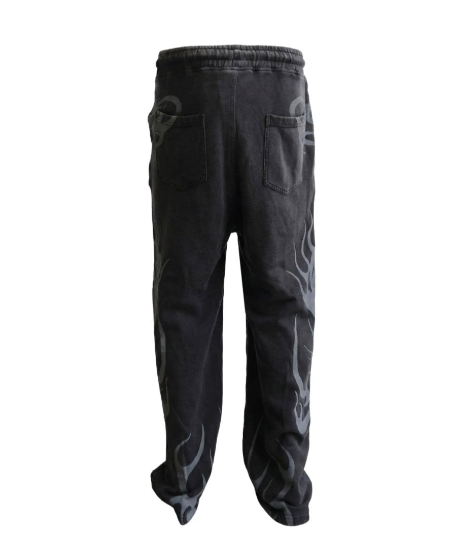 Hellstar Tribal Flame Sweatpants Black