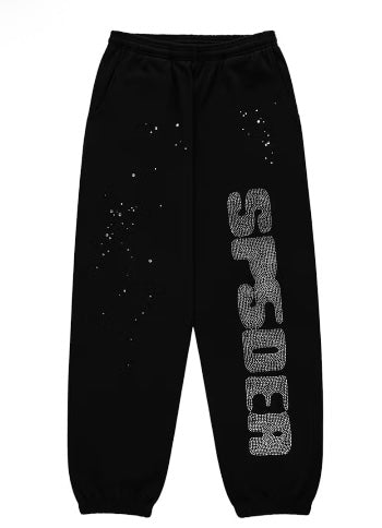 Sp5der Rhinestone Silk Sweatpants