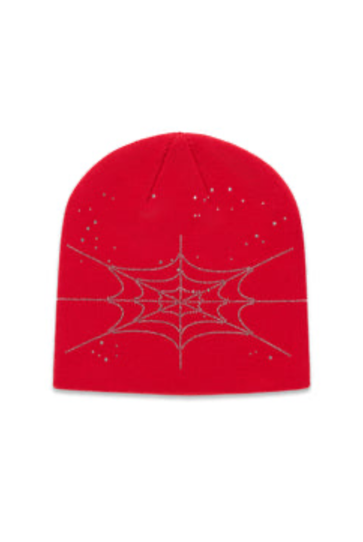 Sp5der Rhinestone Silk Skully Red