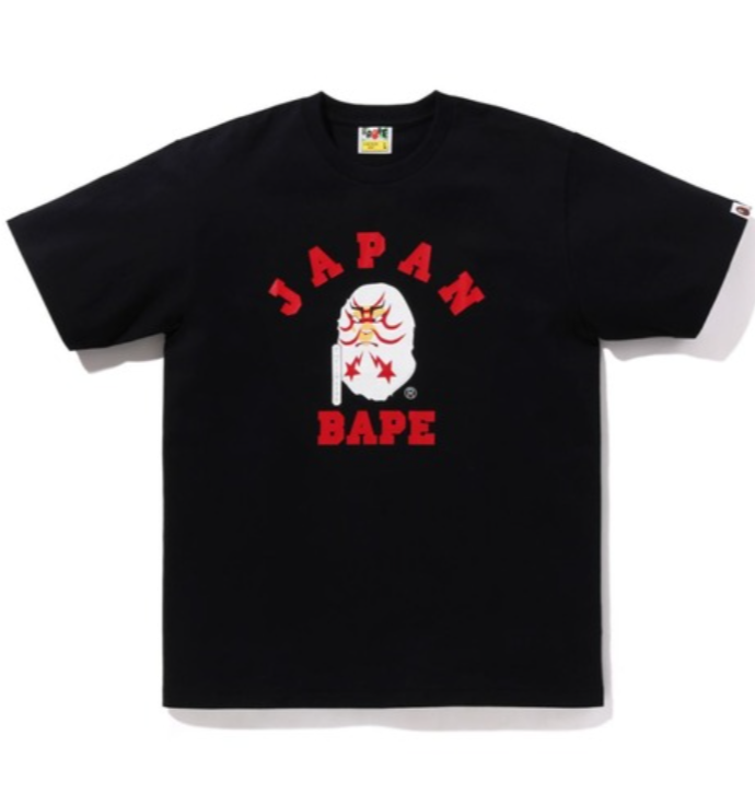 BAPE A Bathing Ape Japan College Kabuki Tee (Black)