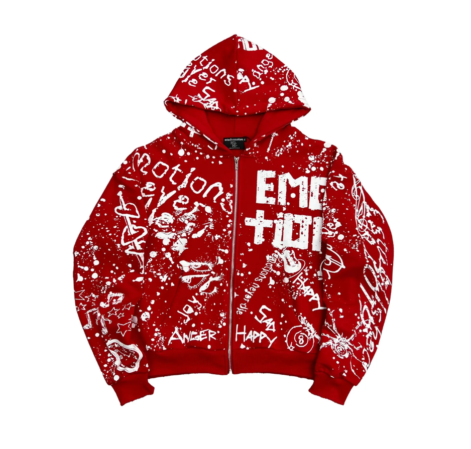 Mixed Emotions Red Graffiti Hoodie