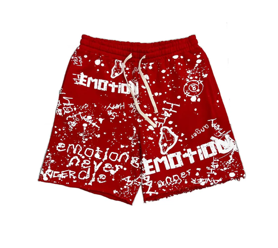 Mixed Emotions Red Graffiti Shorts