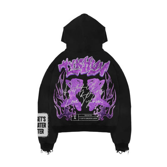 Tykhun (TK) Clothing Zip Up Rhinestone Hoodie (Purple)