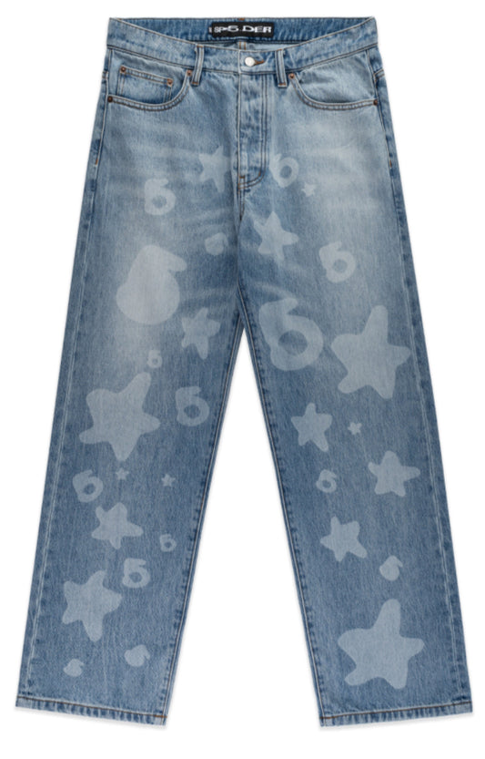 Sp5der Beluga Denim Light Washed Jeans