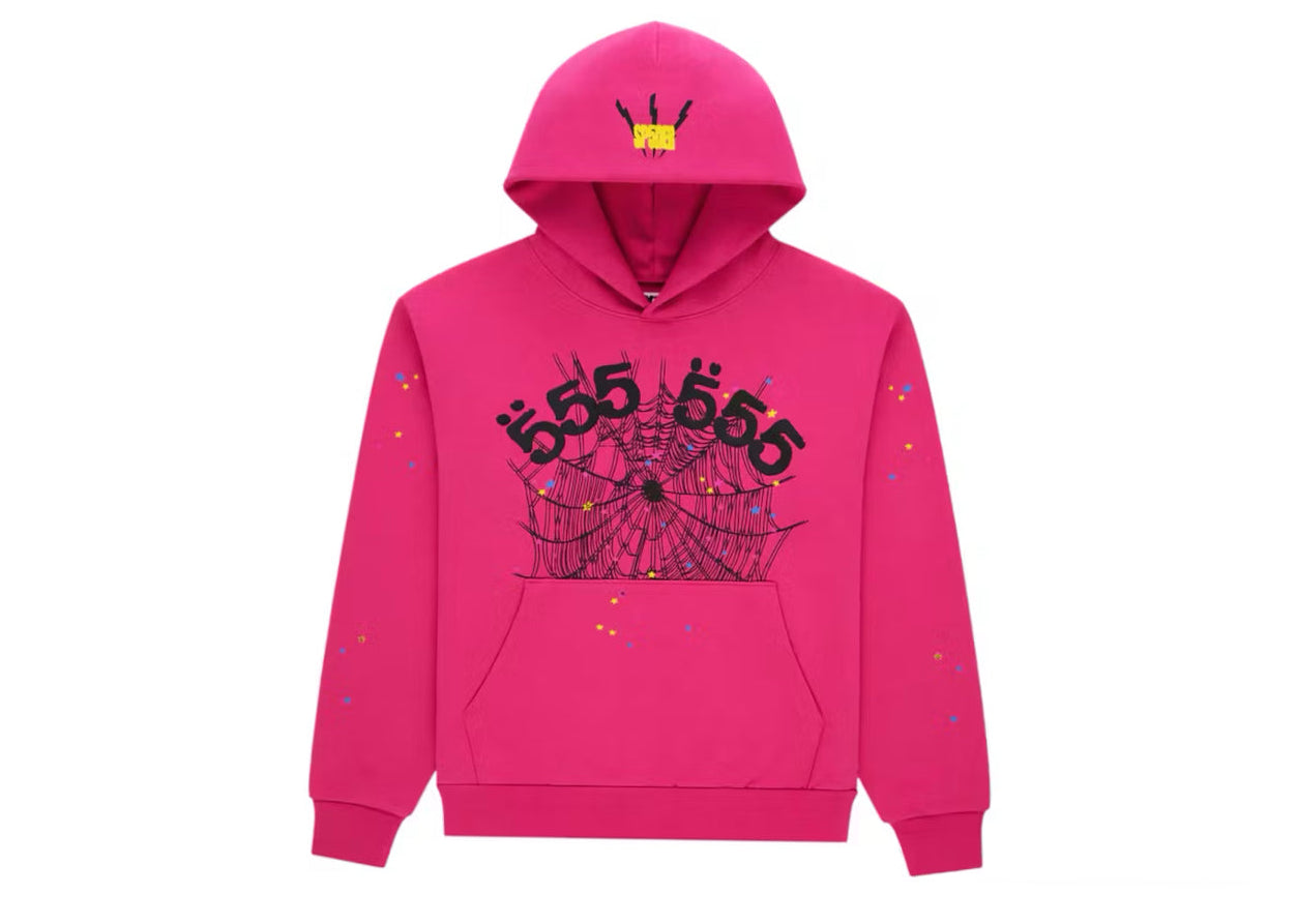 Sp5der Angel Number Hoodie Pink