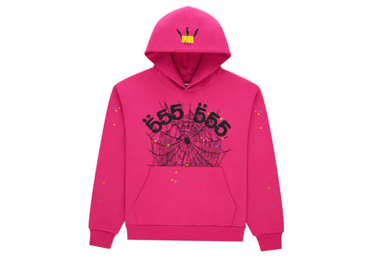 Sp5der Angel Number Hoodie Pink