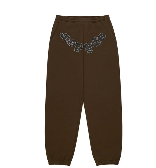 Sp5der Rhinestone OG Web Hoodie Sweatpants Brown