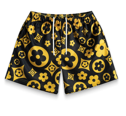 Bravest Studios BLACK+YELLOW FLOWER SHORTS