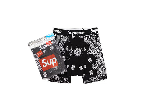 Supreme Hanes Black Bandana Print Boxer Briefs (2 pack)