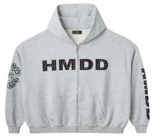 HMDD Grey Studded Hoodie