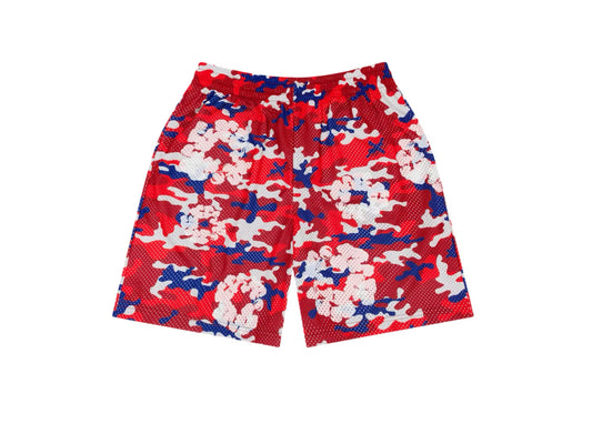 Denim Tears Camo Cotton Wreath Mesh Shorts (Red)