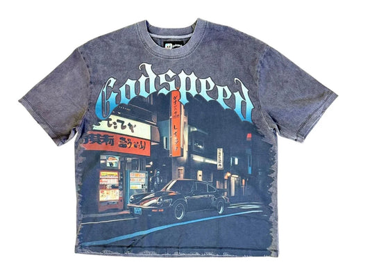 Godspeed Pit Stop Tokyo Grey Wash Tee
