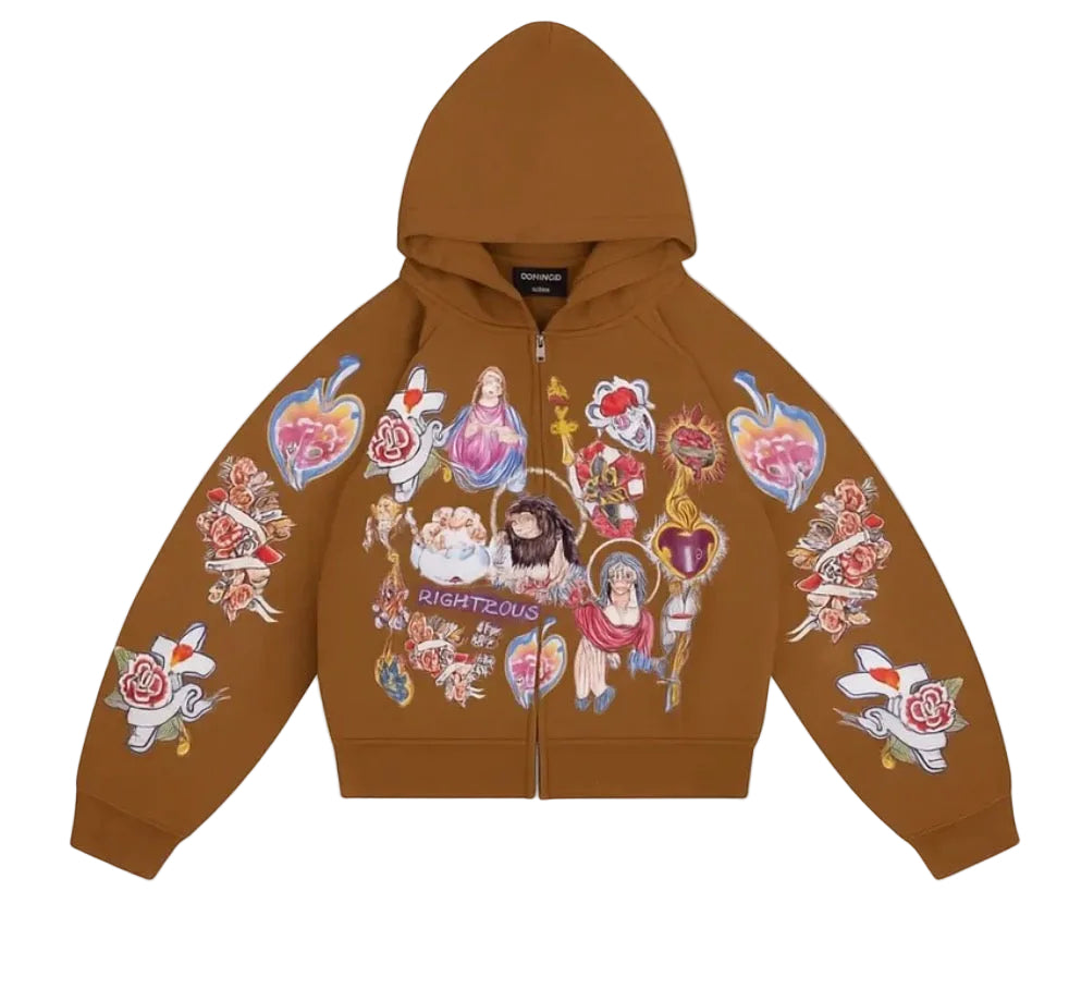 Righteous Risen King Zip Up Hoodie Brown