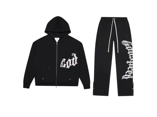 Godspeed OG Logo v2 Sweatsuit Black/Silver Satin