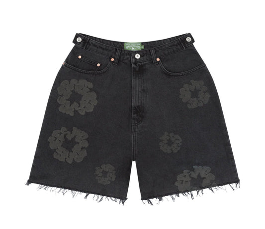 Denim Tears Black Mono Cotton Wreath Denim Jorts