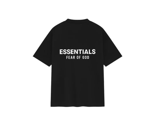 Fear of God essentials Jet black classic logo white Tee