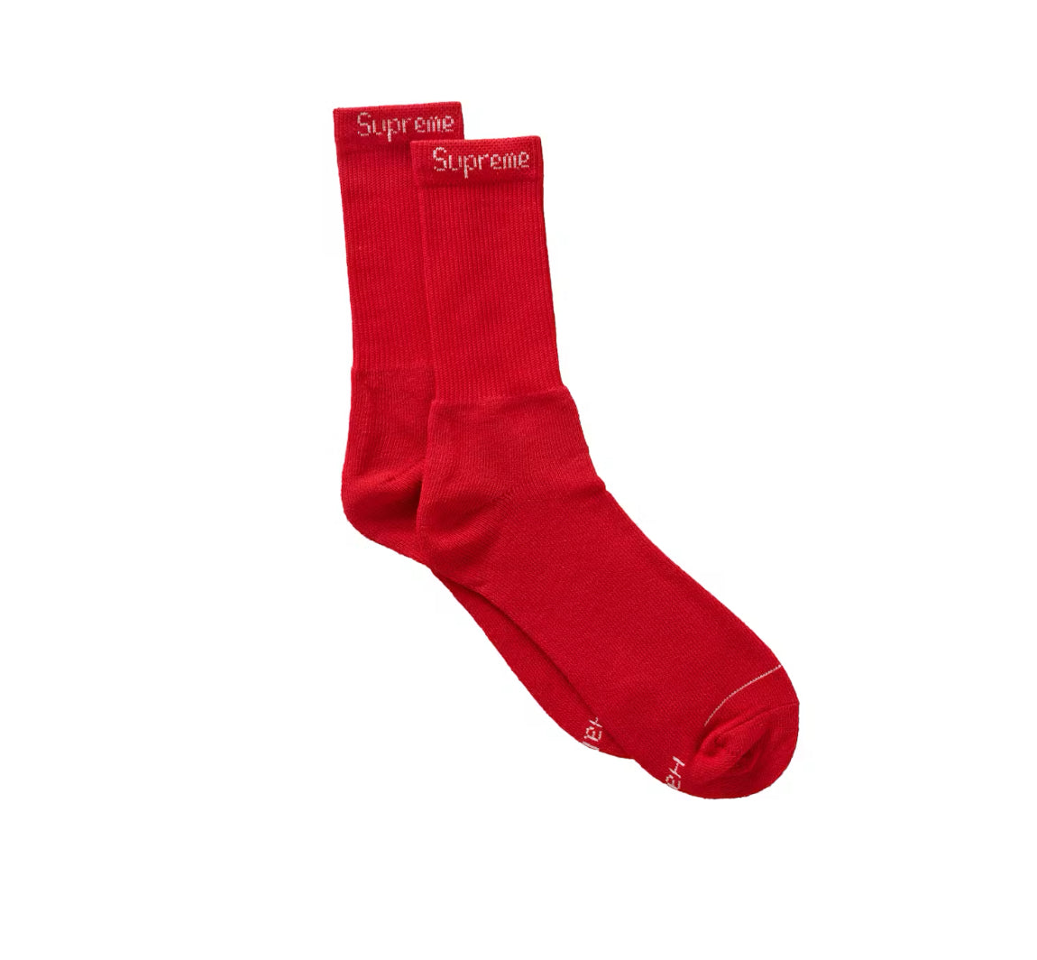 Supreme Hanes Crew Socks (1 Pair) (Red)
