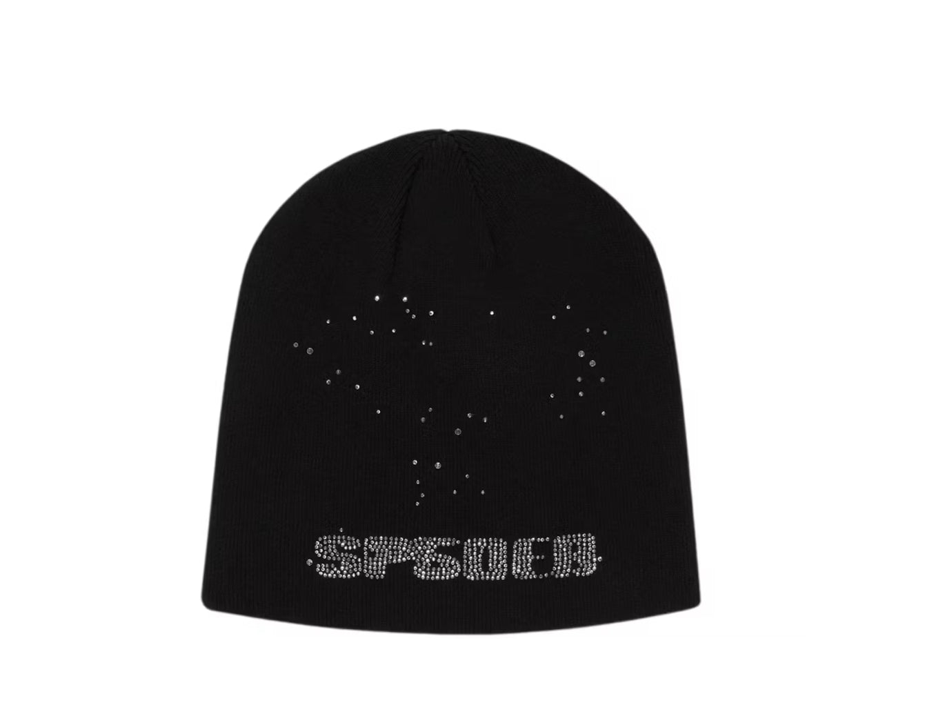 Sp5der Rhinestone Silky Skully Beanie (Black)