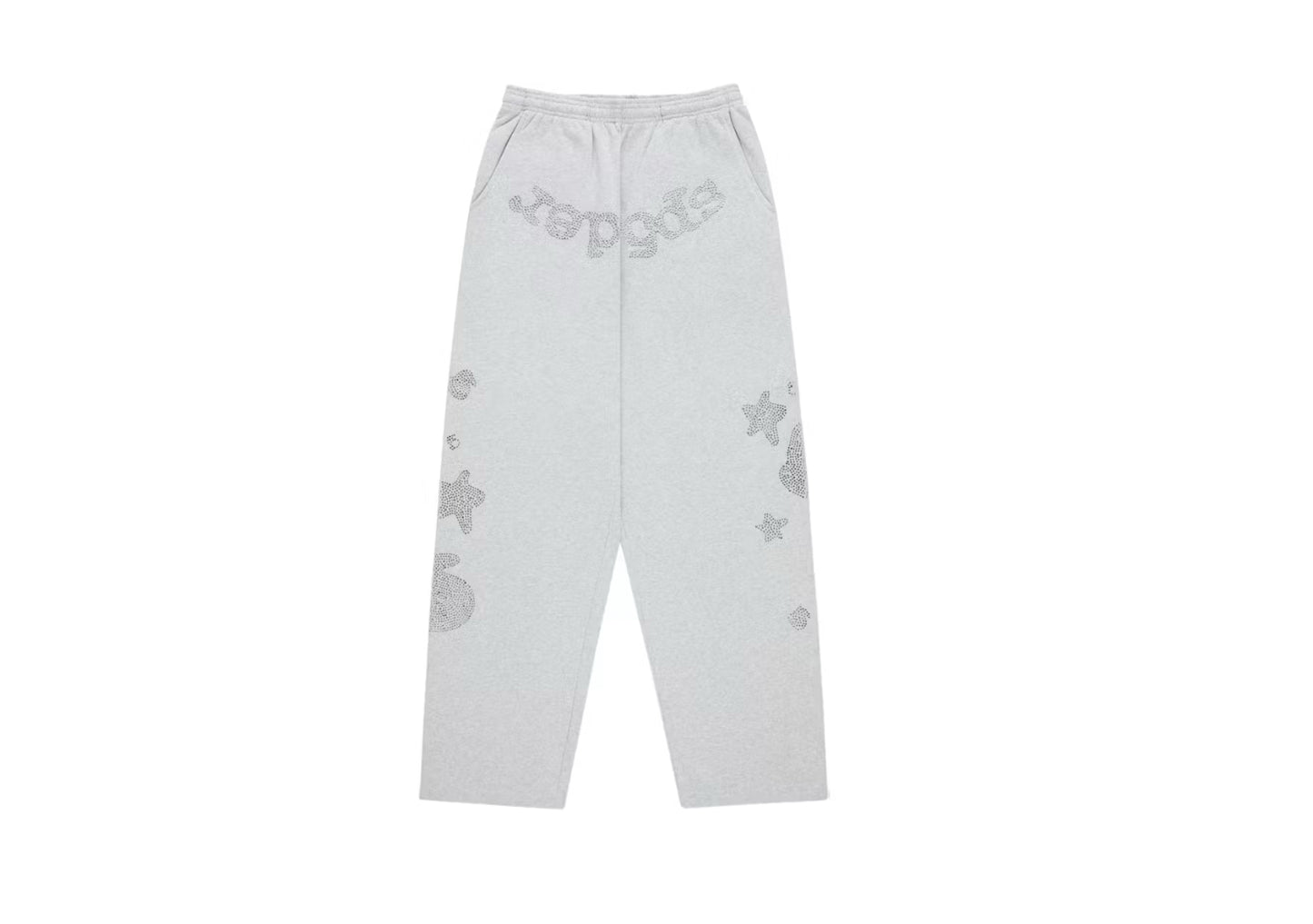 Sp5der Rhinestone Beluga V2 Wide Sweatpants Heather Grey