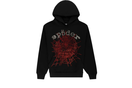 Sp5der Rhinestone OG WEB V2 Hoodie black