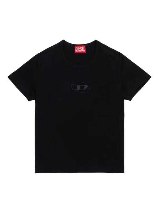 Pre-Loved Diesel Black Logo Embroidered Tee