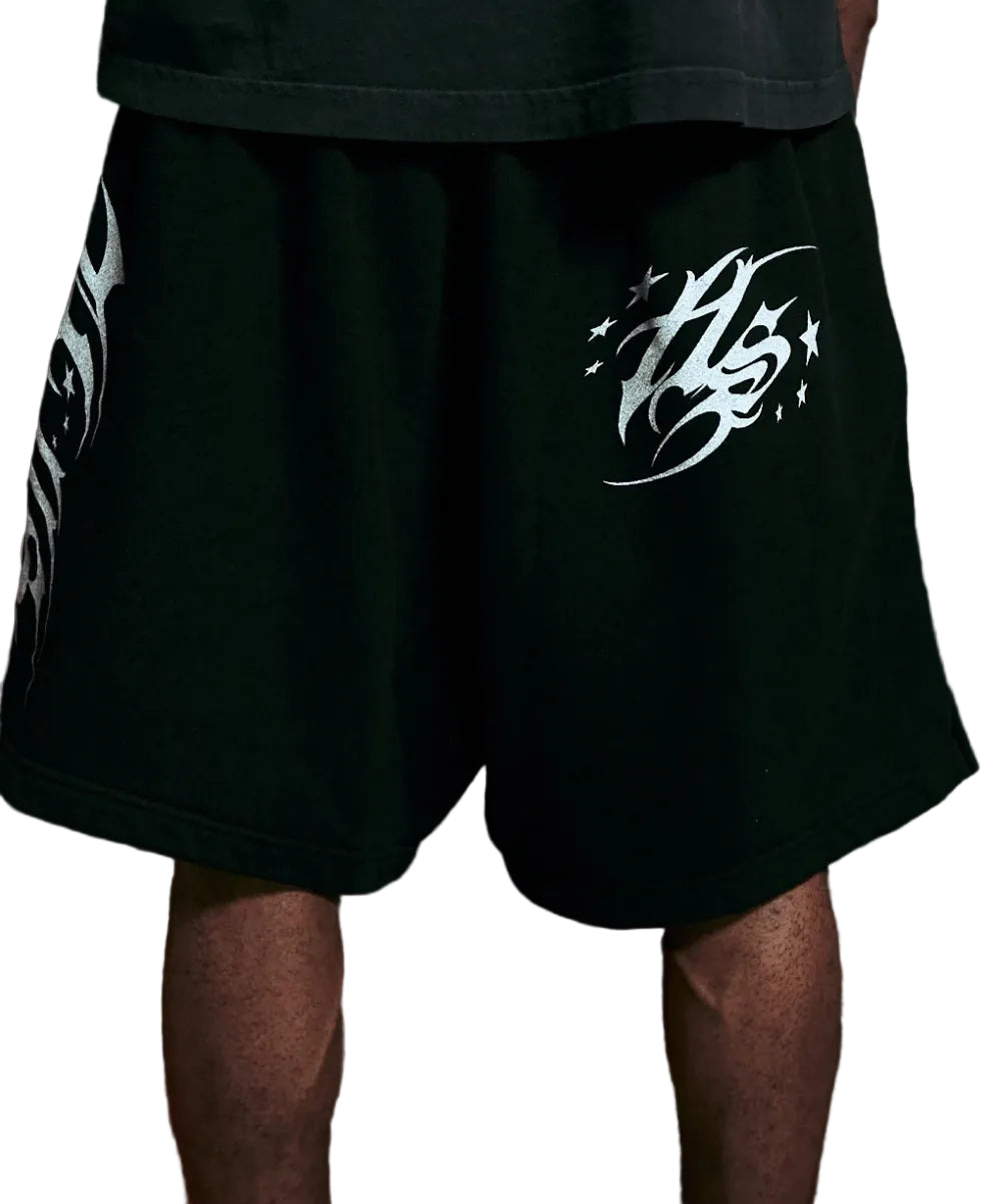 Hellstar Cursive Logo Shorts Black