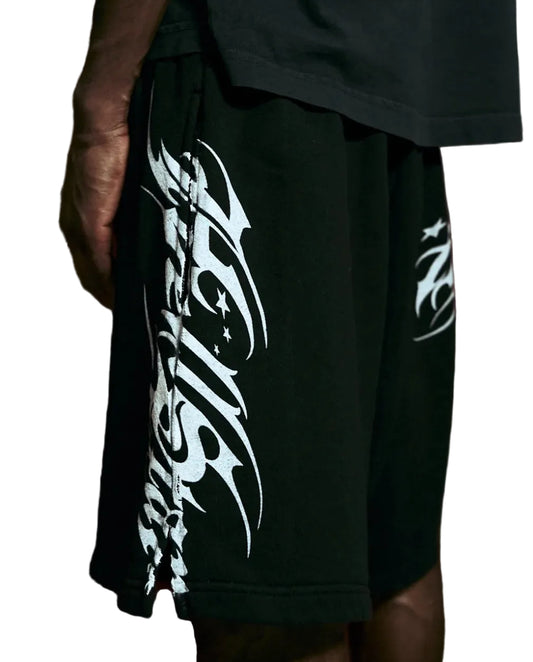 Hellstar Cursive Logo Shorts Black
