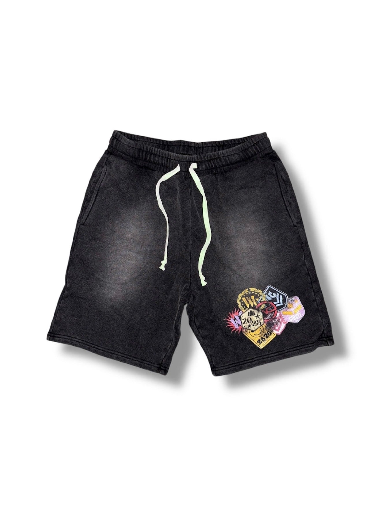Winning Circle Badged Cotton Shorts (Wash Black)