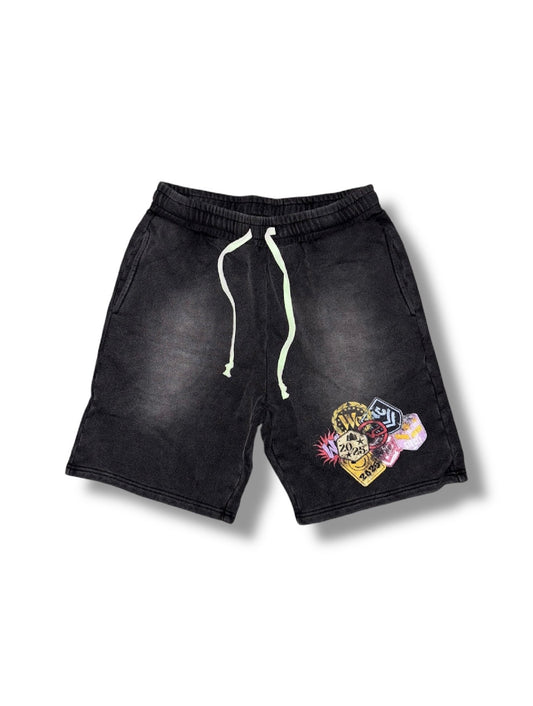 Winning Circle Badged Cotton Shorts (Wash Black)