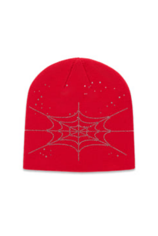 Sp5der Rhinestone Silk Skully Red