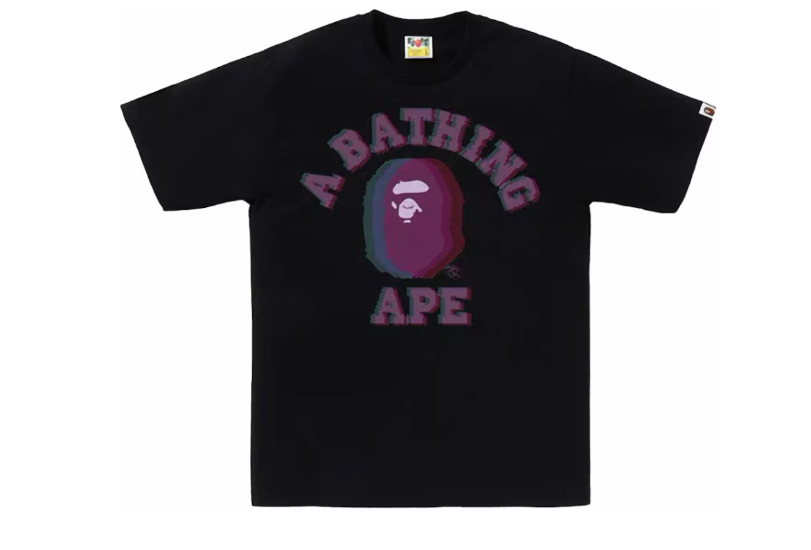 BAPE Glitch Art College Tee Black