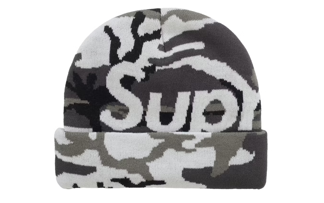 Supreme Camo Big Logo Beanie Snow Camo