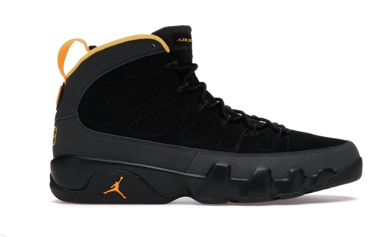 Jordan 9 Retro Dark Charcoal University Gold