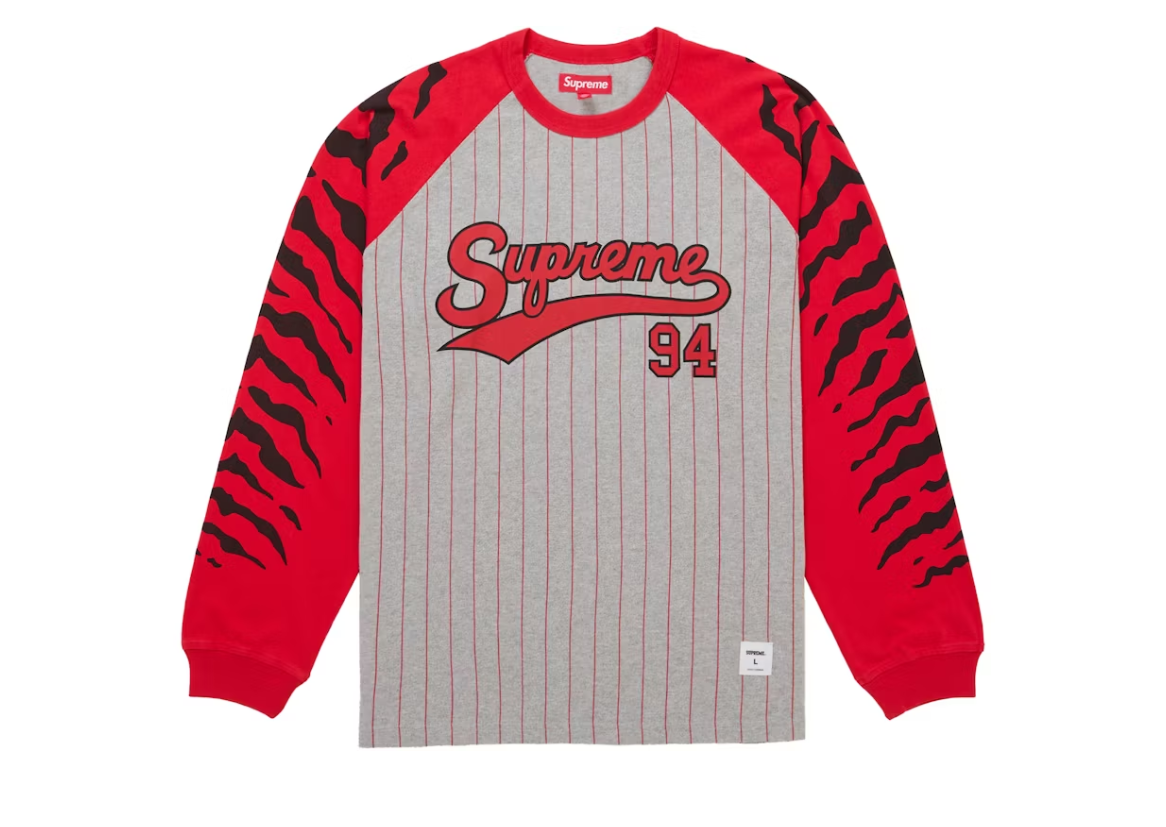 Supreme Tiger Raglan L/S Top Grey/ Red