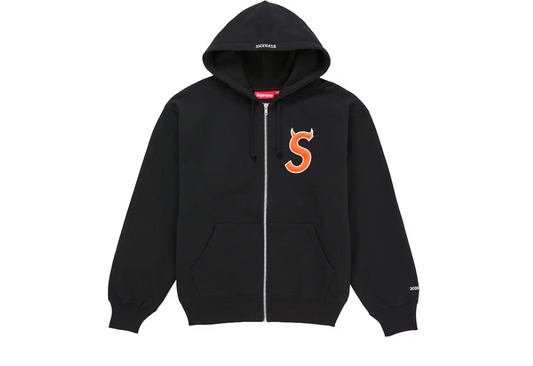 Supreme Devil S Logo Zip Up Hooded Sweatshirt Black