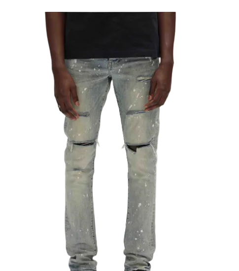 Pre-loved Purple Brand Jeans light indigo paint splatter