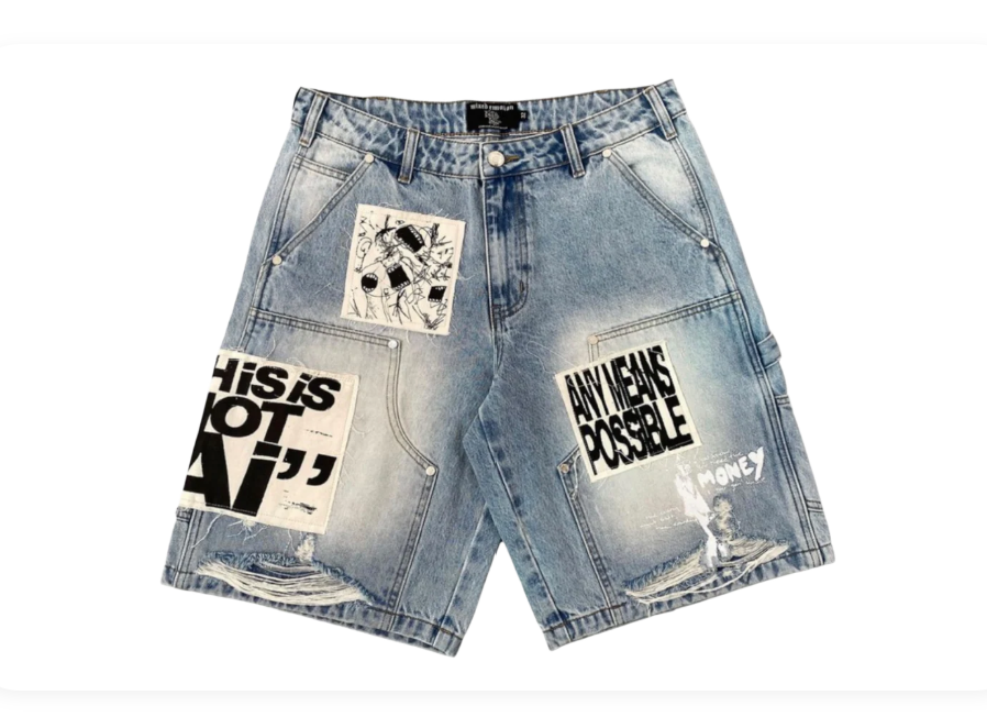 MIXED EMOTION Blue “AI” Denim shorts