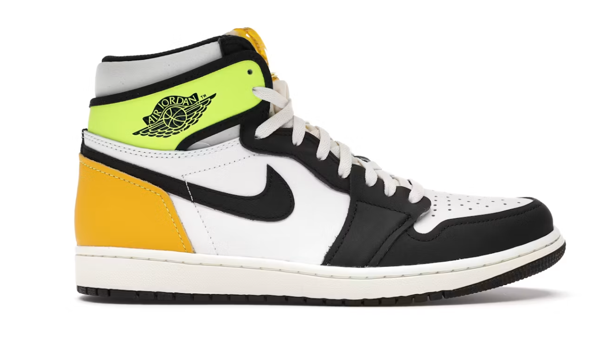Jordan 1 Retro High White Black Volt University Gold